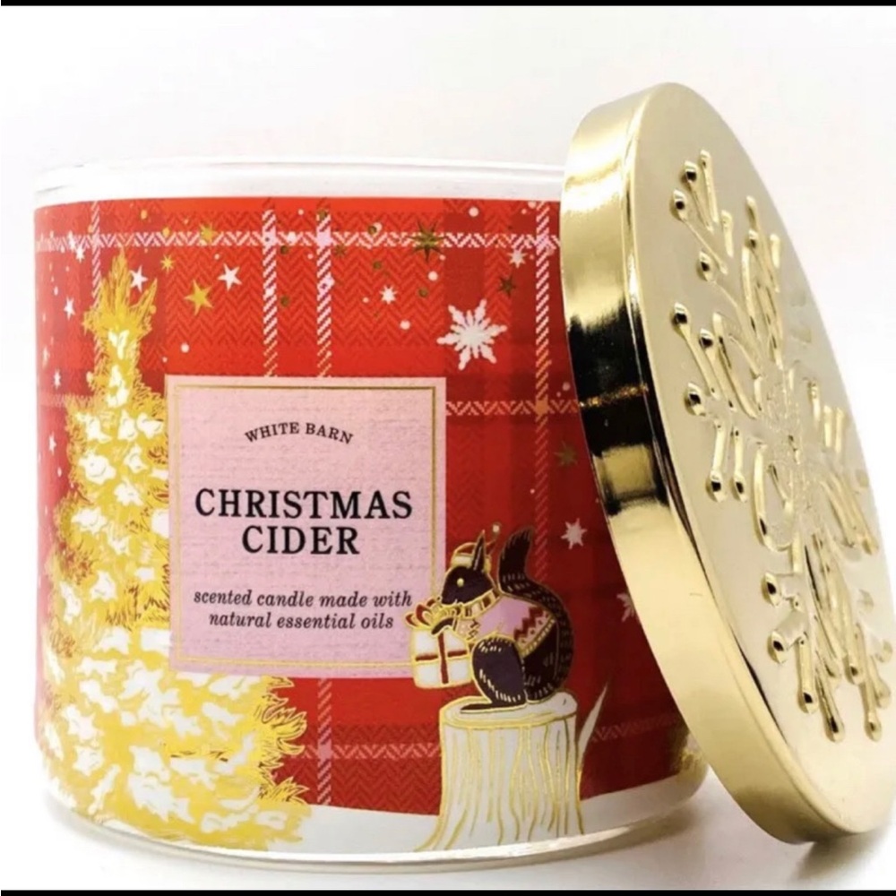 New CHRISTMAS CIDER Scented Candle 3-WICK 14.5 oz Bath & Body Works White Barn.